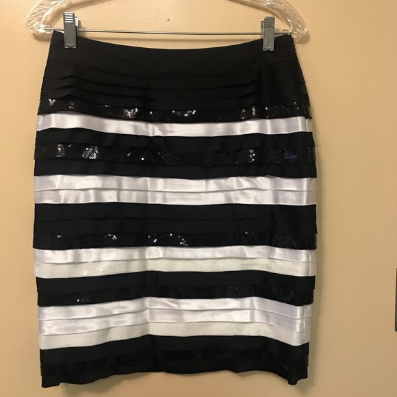 White House Black Market Striped Sequin Skirt - Picture 2 of 5